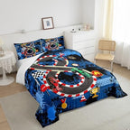 King Size Comforter Sets for Boys Kids,Racing Car Bedding Comforter Sets,Cars Bedding for Teens Men,Cars Lover Bedding,Cool Race Cars Quilt Bed Set with 1 Comforter 2 Pillowcases(Blue Red) - Image 4
