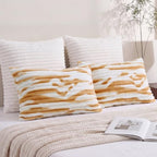 Bedorm Faux Fur Pillowcases Set of 2 King Size Plush Fluffy Pillow Cover Ivory, Zipper Closure - Image 5