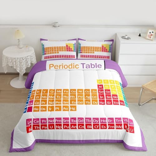 Feelyou The Periodic Table Comforter Chemistry Comforter Set for Boys Girls Children Teching Tools Colorful Bedding Set Room Decor King Size with 2 Pillow Case by Feelyou