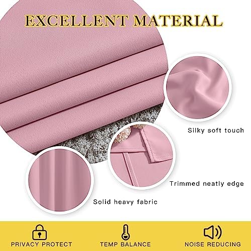 NICETOWN Blackout Curtains Panels for Bedroom - 3 Pass Microfiber Noise Reducing Thermal Insulated Solid Ring Top Blackout Window Drapes (2 Panels, 66 x 72 Inch, Crystal Pink) - Image 4
