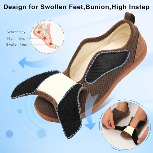 Scurtain Mens House Slippers Comfortable Wide Diabetic Orthopedic Shoes - Image 3