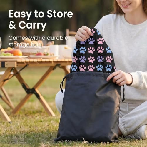 Cute Colorful Animal Paw Pads Print 3PCS Picnic Table Cover - Image 4