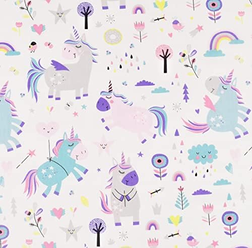 Scientific Sleep Cute Unicorn Flower Rainbow 100% Cotton Cozy Twin Bed Sheet Set, Flat Sheet & Fitted Sheet & Pillowcase Natural Bedding Set (Unicorn, Twin) - Image 4