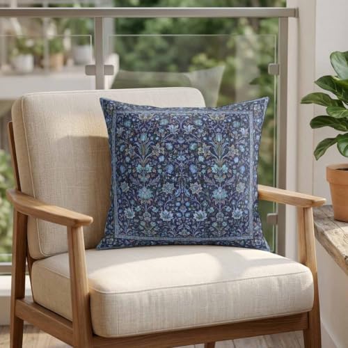 26x26 Pillow Covers Set of 2, Vintage Blue Floral Boho Square Throw Pillow Covers for Couch/Sofa/Living Room, Retro Ethnic Tribe Abstract Art Decorative Soft Pillowcases for Couch Throw Pillows - Image 5