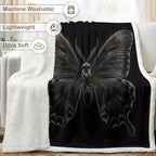 Black Butterfly Sherpa Blanket Dark Aesthetic Throw Blanket for Women Soft Warm Cozy 50x60 Inches Gothic Room Decor Bedroom Couch Gift for Birthday Housewarming Anniversary - Image 6