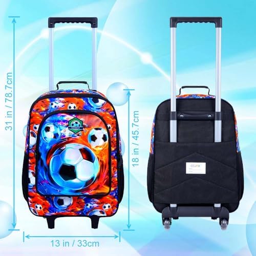 Kids Luggage for Boys 18", Carry on Suitcase with Wheels Soccer Red - Image 3