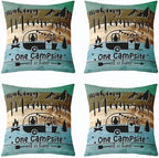 Feelyou Kids Camper Throw Pillow Covers 16"x16" Set of 4 Happy Camping Cushion Case Gifts for RV Owners Vintage Wooden Planks Decorative Pillow Case Rustic Farmhouse Style Outdoor Pillows Covers - Image 6