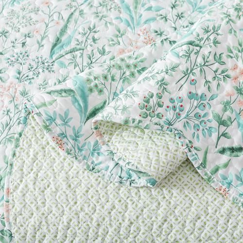 HoneiLife Botanical Quilt King Size - Spring/Summer Quilts 3-Piece, Microfiber Bedspreads Wildflower Coverlets Floral Quilt Sets Lightweight Bed Cover, Queen Quilt Bedding Sets All Season Use - Image 6