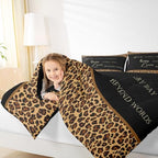 Castle Fairy Leopard Print Full Size Comforter Set,African Wild Animal Fur Pattern Bedding Comforters Bedroom Collection,Cheetah Skin Brown Black Bedding Set for Girls Teens - Image 3