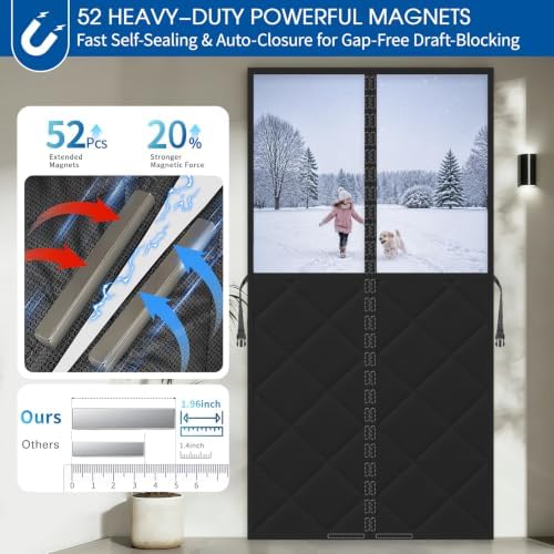 Magnetic Thermal Insulated Door Curtain Fits 72x80inch Sliding Door - Image 4