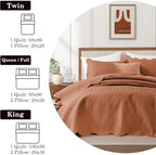 King Quilt Set Bedspread Coverlet Bedding Leaf Rust 106"x96" - Image 3