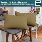 Pillow Cases - Set of 2, Taupe Solid (20" X 32") - Pillow Covers Made of 100% Cotton - 300 Thread Count Super Soft and Breathable Sateen Weave Pillowcases. - Image 3