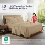 Kickoff Viscose Bamboo Sheets California King Size 4-pc 100% Organic Bamboo Viscose Bed Cooling Sheets Cal King Set Cool Bedding for hot Sleepers Sheet Set - Gift Ready Packaging (Sand, CK) - Image 3
