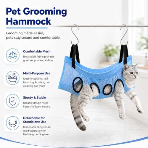 Dog Bath Hammock with Stand, Foldable Dog Grooming Hammock Stand (Pink) - Image 3