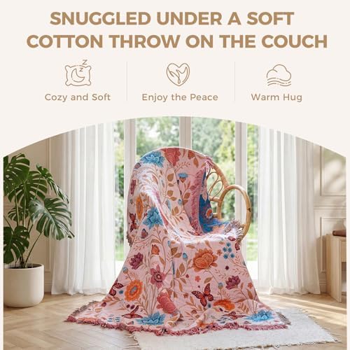 LUTBM Boho Throw Blanket for Bed 60"x80", All Season Cotton Couch Blankets - Image 5