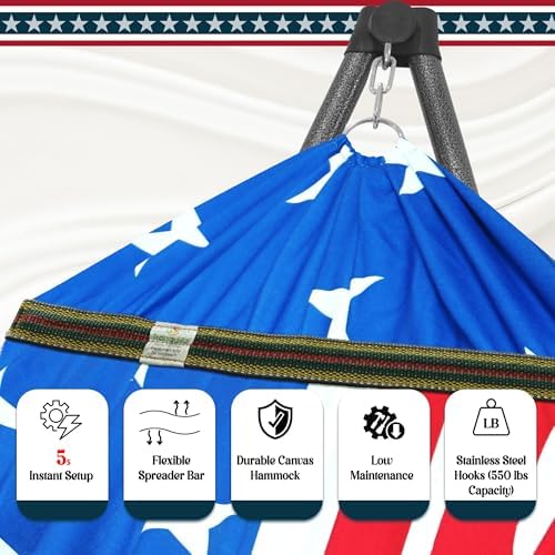 Tranquillo Uniki Hammock with Stand for Indoor and Outdoor, American Flag - Image 6