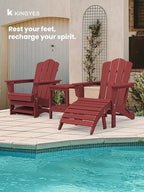 KINGYES Folding Adirondack Ottomans Set of 4 for Adirondack Chair, Red - Image 5