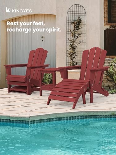KINGYES Folding Adirondack Ottomans Set of 4 for Adirondack Chair, Red - Image 5