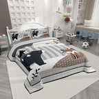 Castle Fairy Cute Animal Bedding Set Full Size,Bear Owl Fox & Plant Comforters for Girls & Teens,Indian Style Down Comforter with 2 Pillowcases - Image 2
