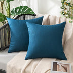 MIULEE Decorative Outdoor Pillow Covers Euro Waterproof 22x22 Blue by MIULEE