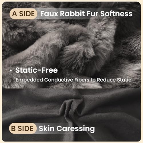 ZonLi Fluffy Body Pillow for Adults, Fuzzy Faux Fur Long Pillow with Shredded Memory Foam, Adjustable Support for Side Sleepers, Gifts, 20 x 54 Inch, Dark Grey - Image 3