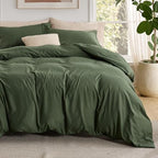 Bedsure Queen Duvet Cover with Fitted Sheet, Double Brushed Bedding, Green by BEDSURE