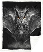 Gothic Owl Blanket Dark Aesthetic Sherpa Throw for Couch Living Room Decor, Mystical Animal Design, 50x60 Inches Soft Fuzzy Cozy Animal Black Blanket for Home Styling by Sleepwish