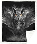 Gothic Owl Blanket Dark Aesthetic Sherpa Throw for Couch Living Room Decor, Mystical Animal Design, 60x80 Inches Soft Fuzzy Cozy Animal Black Blanket for Home Styling by Sleepwish