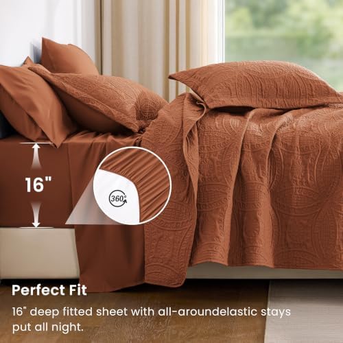 Love's cabin Quilts for Queen Bedspreads, 7 Pieces Bed in a Bag, Umber - Image 4