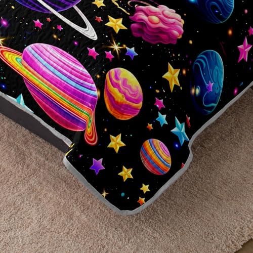 HOSIMA Planets Quilt,Colorful Celestial Bedspread Full with 2 Pillowcases. - Image 4