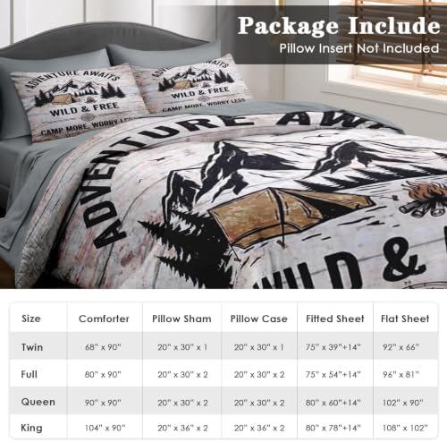 Pamnest Twin Comforter Set with Sheets, 5 Pieces Camping Mountain Bedding - Image 6