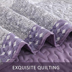 WONGS BEDDING Purple King Quilt Bedding Set, Bohemian Stripe Bedspread - Image 7