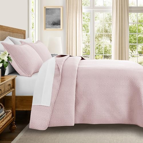 IR Imperial Rooms Queen Quilt Set Baby Pink Bedspread Wave 2 Pack - Image 2