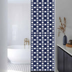 Window Privacy Film Frosted, Blue White Plaid Reusable Static Cling Window Tints, Modern Abstract Geometric Lattice Heat Control Windows Films for Offices, Balcony, 29.5 x 118 Inches - Image 3