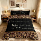 Castle Fairy Leopard Print Full Size Comforter Set,African Wild Animal Fur Pattern Bedding Comforters Bedroom Collection,Cheetah Skin Brown Black Bedding Set for Girls Teens by CastleFairy