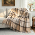 Pure Wool Plaid Throw Blanket,Super Soft Lightweight Home Decorative Throw by FleeSoft