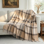 Pure Wool Plaid Throw Blanket,Super Soft Lightweight Home Decorative Throw by FleeSoft