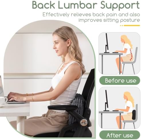 Lumbar Support Pillow for Recliner Chair/Accent Chair/Couch/Office Chair, Tufted Blended Corduroy Back Support Cushion for Elderly, Recliner Cushions for Back Rest, Pain Relief, Reading, Dark Grey - Image 5