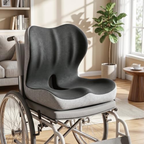 Memory Foam Seat Cushion, 18.5" Extra-Wide L-Shaped Ergonomic Seat Cushion for Sciatica & Tailbone Relief, Lumbar Support Pillow for Office Chair, Car, Gaming Chair & Wheelchair - Image 5