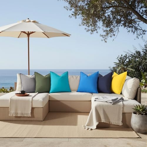 decorUhome Outdoor Waterproof Faux Linen Throw Pillow Covers 20x20 Set of 2 - Image 6