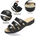 Women's Comfort Leather Slides Lightweight Flat Sandals Cute Slip On Casual Walking Slippers - Image 4