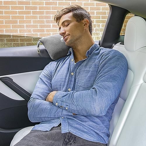 BlueHills Ultra Compact Travel Blanket Pillows Lightweight for Two Airplane Traveling Essentials Flight Throws in Bag case with Backpack Clip Compact Large Plane Accessories – Navy Blue and Gray - Image 4