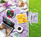 MNSRUU Picnic Blanket Waterproof Foldable, Rose Hydrangea Flowers in Purple Large Outdoor Picnic Beach Camping Blanket Travel Mat, Shoulder Strap Tote, Rectangle 57x59in - Image 4
