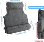 3-in-1 Lumbar Support Pillow with Headrest for Recliner, Memory Foam Back Cushion Set with Adjustable Side Bolster for Targeted Lower Back Pain Relief, Plush Sherpa Fleece Cover, Grey - Image 2