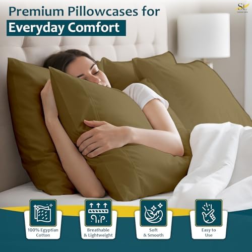 Pillow Cases - Set of 2, Taupe Solid (20" X 32") - Pillow Covers Made of 100% Cotton - 300 Thread Count Super Soft and Breathable Sateen Weave Pillowcases. - Image 2