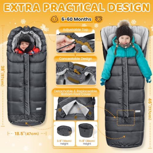 Orzbow Stroller Bunting Bag with Extended Footmuff, Weather-Proof, Warm - Image 2