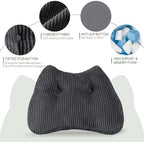 Lumbar Support Pillow for Recliner Chair/Accent Chair/Couch/Office Chair, Tufted Corduroy Back Support Cushion for Elderly, M-Shaped Recliner Cushions for Back Rest, Pain Relief, Reading, Dark Grey - Image 3
