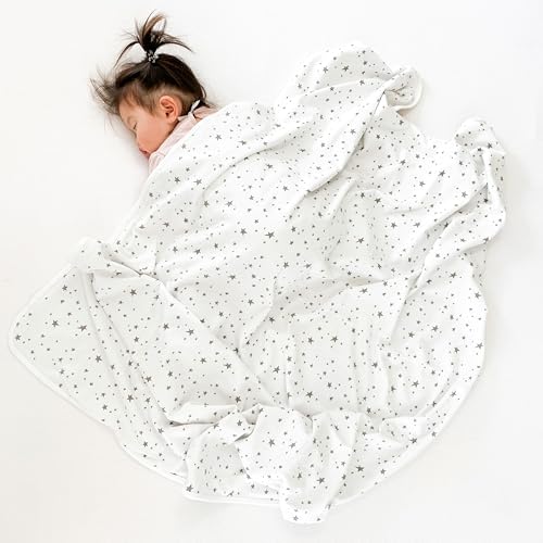 Woolino Baby Blanket for Crib or Stroller - Merino Wool and Organic Cotton Infant Blanket - 4 Season - 40” x 31.5” - Stars - Image 2