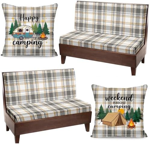Britimes RV Dinette Cushion Covers Set, 6 Pack, for Campe, Plaid Camping by Britimes