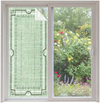 Window Privacy Film Frosted, Sage Green Botanical Non-Adhesive Static Cling Window Tint, Vintage Florals Geometric Minimalist Insulated Windows Frosted Films for Living Room, 35.4 x 78.7 Inches by Unknown